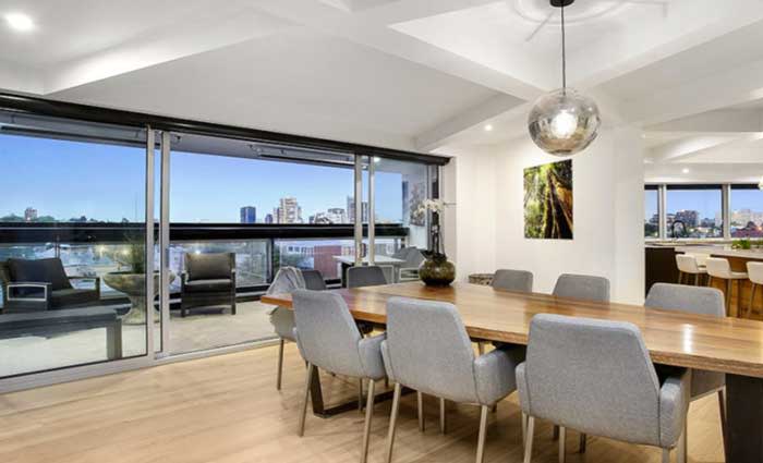 The Block's Andrew and Whitney South Yarra apartment - complete with coffin shaped dining table