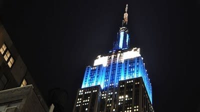 New York's Empire State Building turns blue and white for Hanukkah