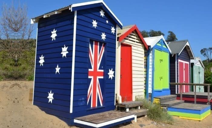 Flag bearing bathing box listed for Australia Day market