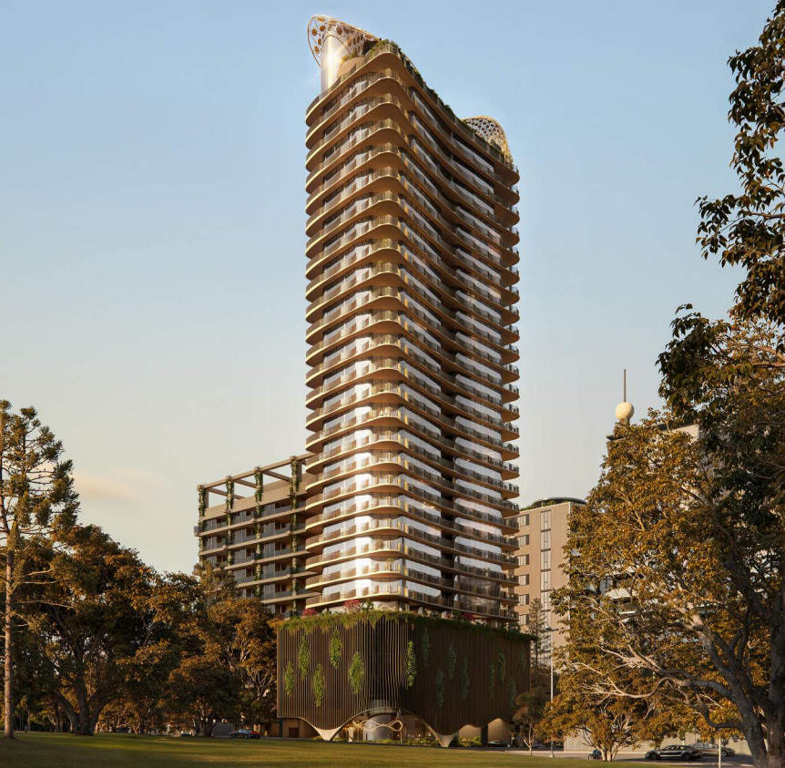 Skyhold plans bronze-veiled tower opposite Musgrave Park in South Brisbane