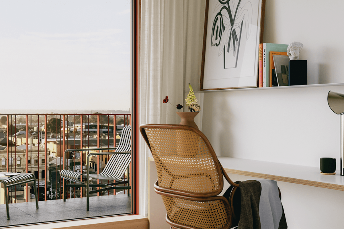 Inside Neometro's two-bedroom apartments at Brunswick's Nine Wilson Avenue