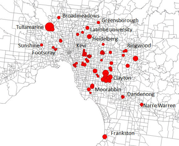 How many suburban Melbourne job centres could be connected with a circular railway?