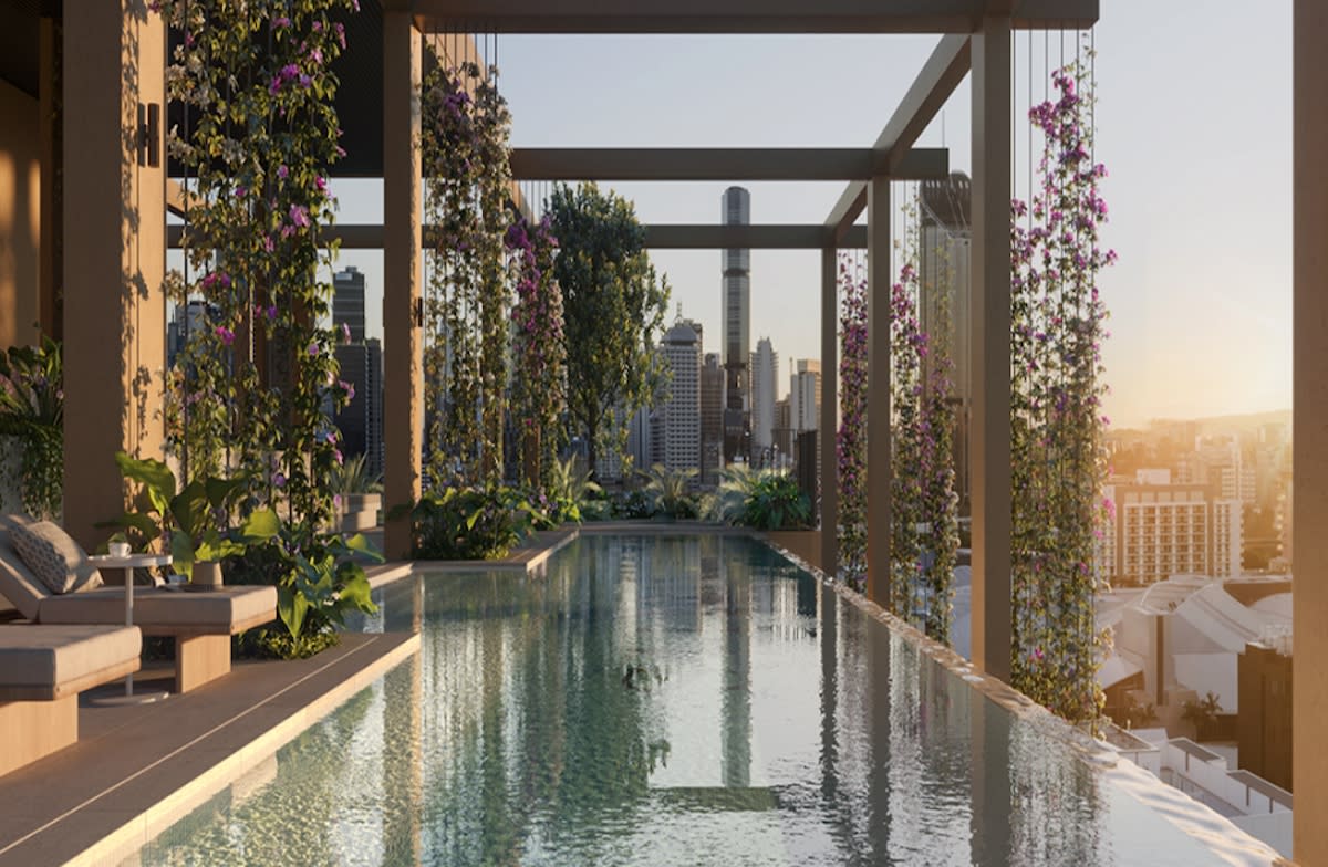 Aria offer over 1,100 sqm of resort-style amenity at Trellis, South Brisbane apartments