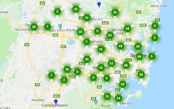 Melbourne and Sydney; Urban National Project Database observations
