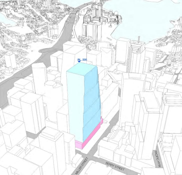Victoria Cross over station development concept application on exhibition