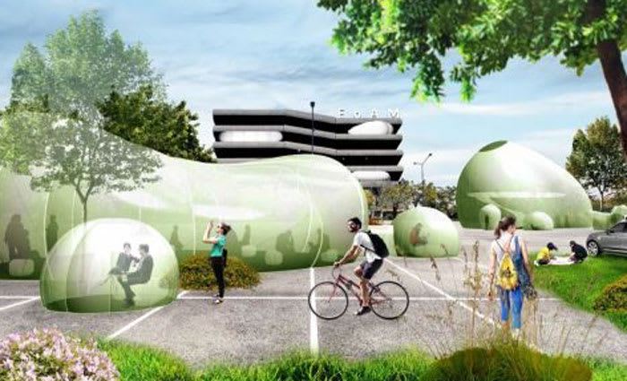 Inflatable offices of the future for digital nomads