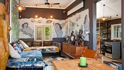 David Bromley's Byron studio abode listed with a few paintings in situ