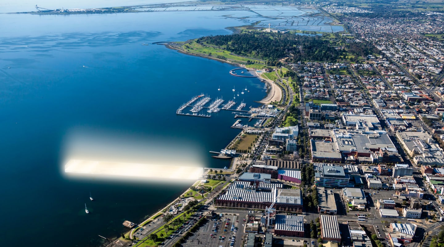 Sydney Harbour, Dubai pier towers, to influence Gurner's Cunningham Pier, Geelong development