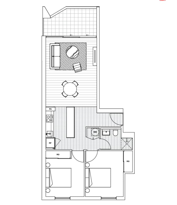 Inside Neometro's two-bedroom apartments at Brunswick's Nine Wilson Avenue