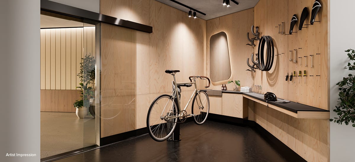 Ground floor bike workshop at 249QP 