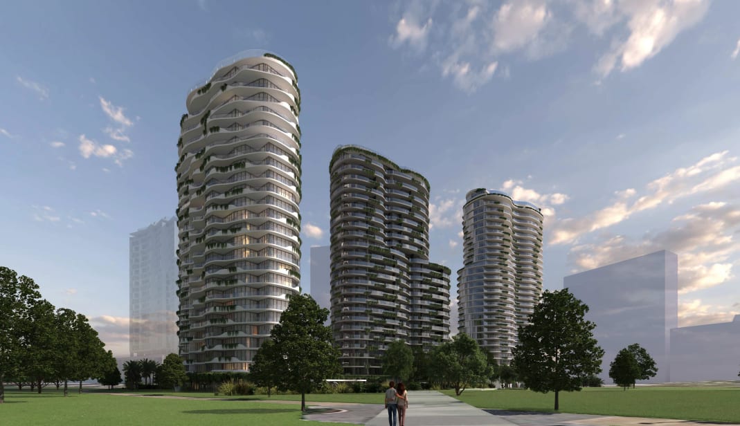 The final tower proposed on the left. Image credit: Mirvac Design