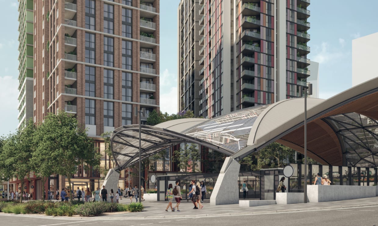 Deicorp's Hills Showground Village and the Castle Hill Metro Station. Image supplied