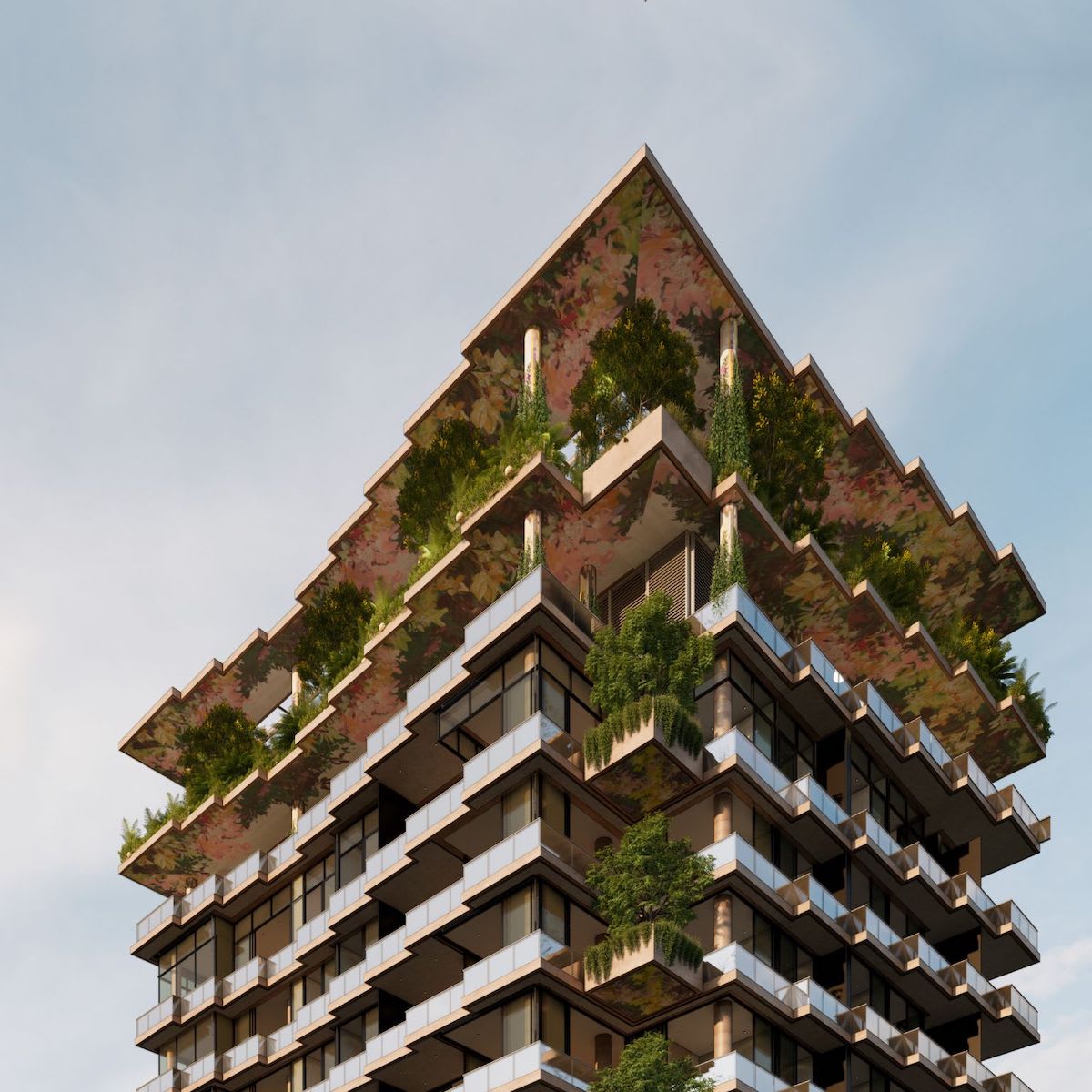 Render of the upper levels and rooftop of Aria's Kangaroo Point development. Image sourced. 