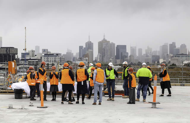 Richmond High School's Academic Building tops out