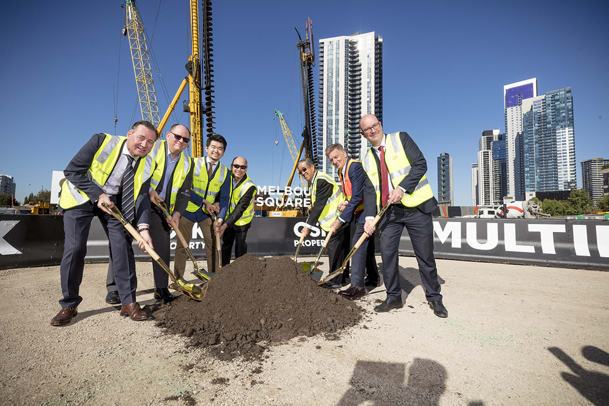 Soil turns on Stage 1 of Melbourne Square as piling nears completion