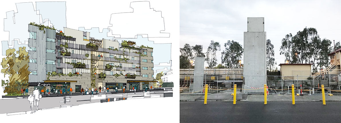 An early glimpse of Nightingale Village's first buildings