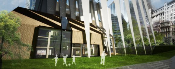 This man's interpretation of a revamped 447 Collins public space The Laneway and the Square: the 447 Collins Street debate