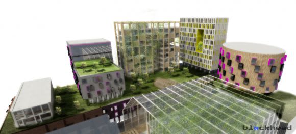 Anstey Village overview Blockhead concept - This little piggy went to market (on his fixie)