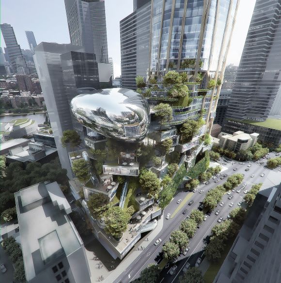 The podium is envisaged as a 'mountain village'. Image: MAD Architects and Elenberg Fraser Southbank by Beulah: MAD Architects & Elenberg Fraser - The Urban Tree