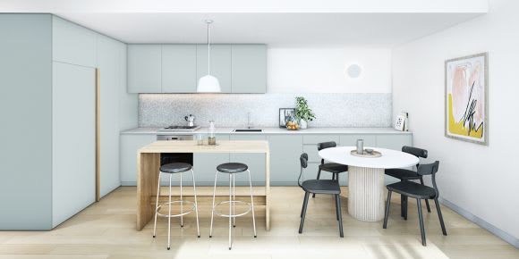 A typical kitchen at Parkside. Image: Supplied MA Architects' Karen Alcock discusses Parkside, Footscray