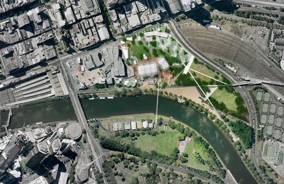One of the many proposals over the years for Fed Square East. Image: OCULUS MCG's decking proposal could be the catalyst for Fed Square East?
