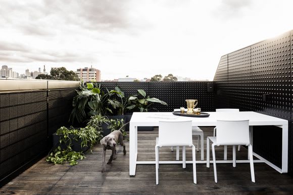 Campbell Street's rooftop terrace encompasses views of its Collingwood context. DKO and Slab Architecture snare gold for Campbell Street