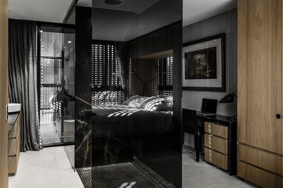 The warmth and softness of the interiors is in contrast to the dark steel exteriors. DKO and Slab Architecture snare gold for Campbell Street