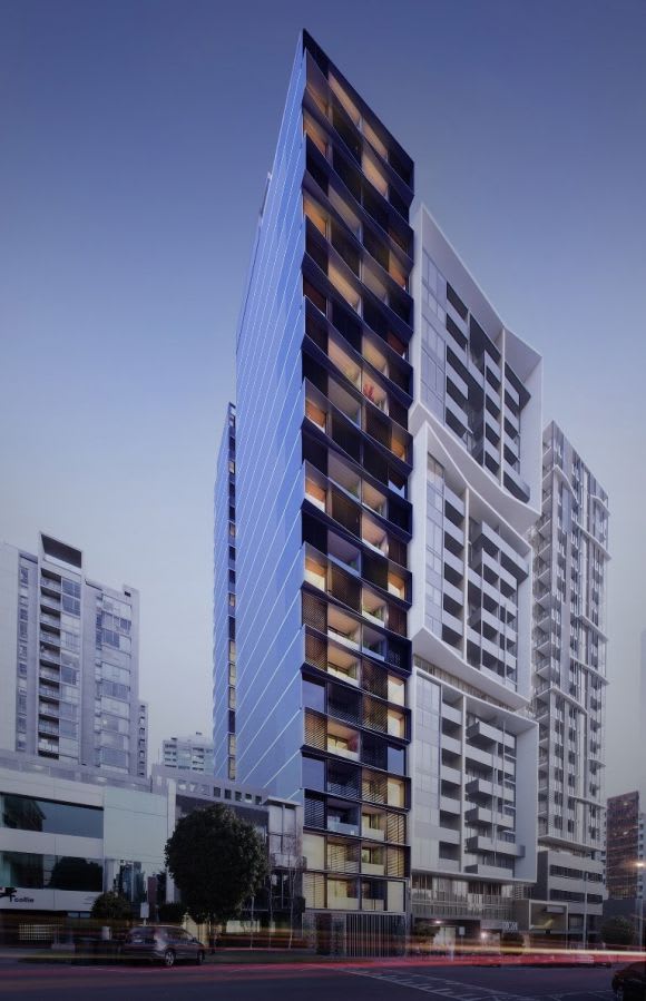Coventry Haus at 23 levels. Image courtesy JCB Air rights, share rights: 25-27 Coventry Street, Southbank