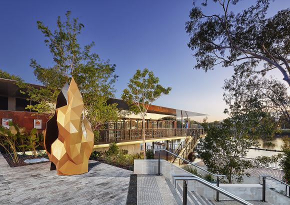 The design draws on the local vernacular and landscape. Image: Florian Groehn Woods Bagot and Urbis revitalise Rockhampton Riverside precinct