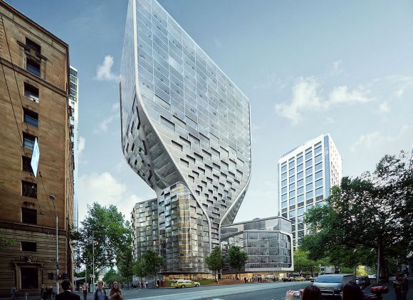 Collins Street perspective of Taper. Image courtesy Hassell Studio Taper and twist: an opportunity missed
