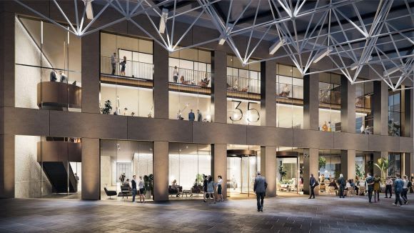 35 Collins Street lobby upgrade. Image: Armitage Jones It's Back to the Future for Melbourne Central Tower's lobby upgrade