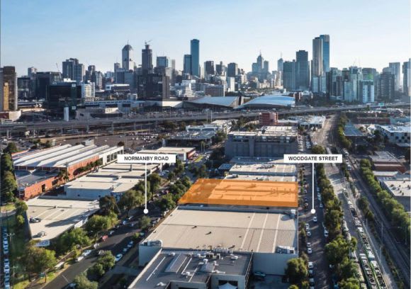 245-251 Normanby Road with the CBD beyond. Image courtesy Dawkins Occhiuto Fishermans Bend's first project breaks ground