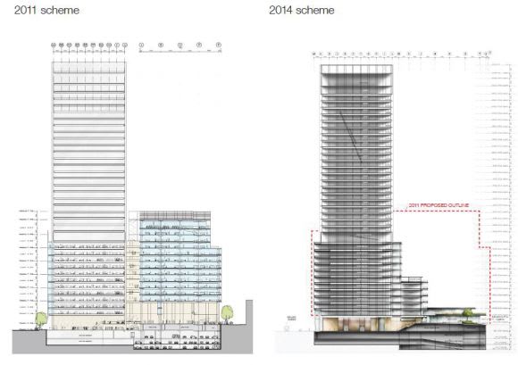 360 Collins Street - section comparison. © Bates Smart 360 Collins Street set for a makeover