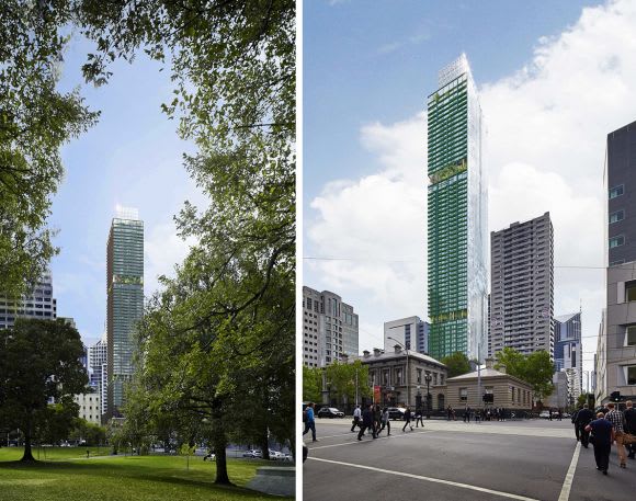 The tall-slender form of the tower. A rather Nouvel approach: 383 La Trobe Street designed to impress