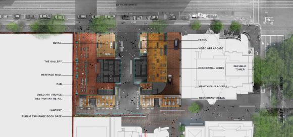 383 La Trobe's network of public spaces sew the block together. Image courtesy: Sterling Global Très Bien! Atelier Jean Nouvel/Architectus and Sterling Global on 383 La Trobe Street (part one)