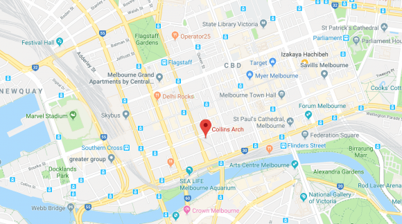 Location of Collins Arch. Image by Google Maps. Collins Arch location