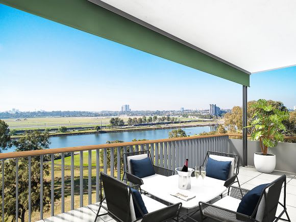 The view from the balcony across the Maribyrnong River. Image: Supplied MA Architects' Karen Alcock discusses Parkside, Footscray