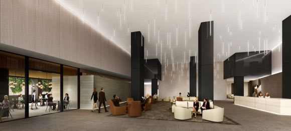Entering 570 Bourke Street's foyer. Image © Hassell Studio 570 Bourke Street reborn