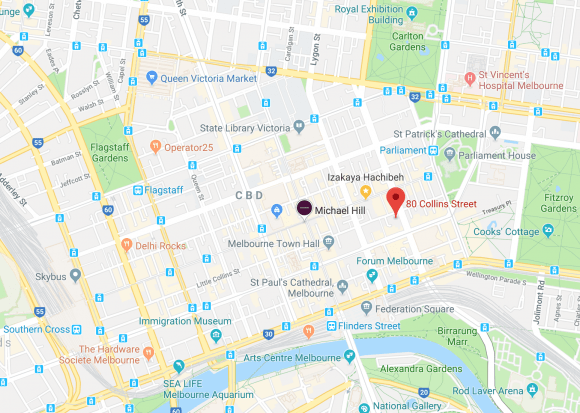 Location of 80 Collins Street in Melbourne CBD. Image Credit: Google Maps Location of 80 Collins Street in Melbourne CBD. Image Credit: Google Maps