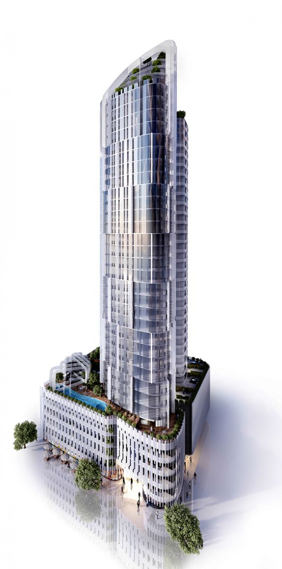 The tower topped with conservatory. © COX Mack to the Future > 9-23 Mackenzie Street