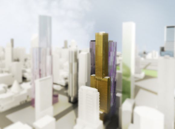 97 Franklin Street as rendered into the new Melbourne skyline. The changing face of Melbourne's northern CBD