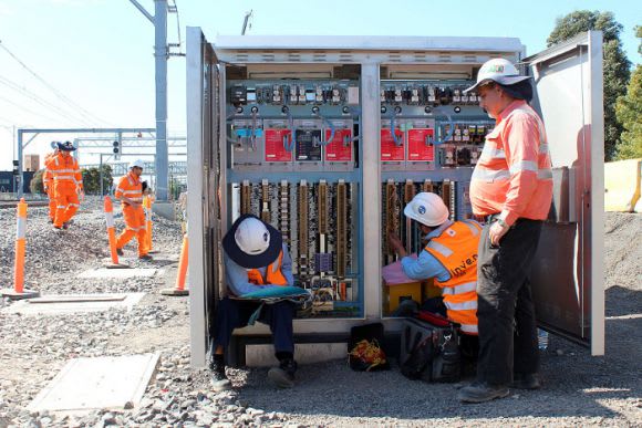 Works on the new signaling infrastructure at Sunshine in January 2014 - Image credit www.regionalraillink.vic.gov.au It begins - Regional Rail Link benefits start to flow in July