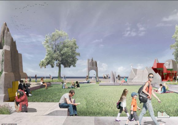 Monument Park looking towards Victoria Harbour. © MAB Monument Park NewQuay