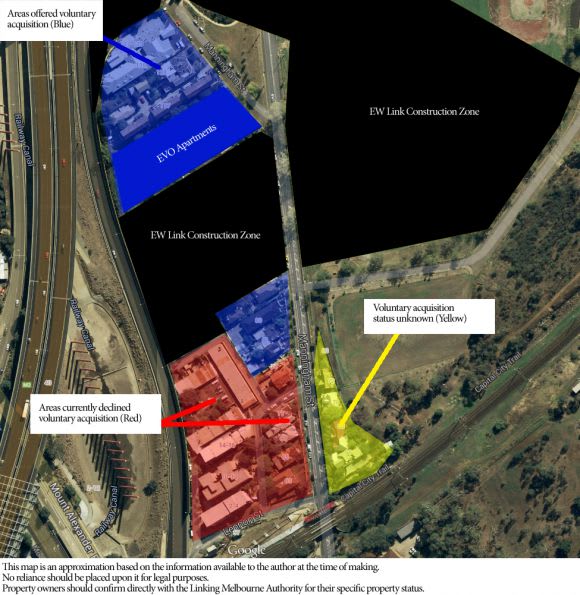 Acquisition map East West Link and the Secret Development Plans