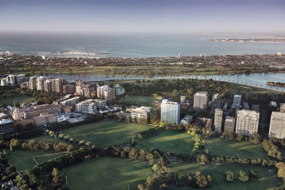 499 St Kilda Road aerial. Image courtesy Qualitas Qualitas and K.P.D.O. provide The Fawkner with added impetus