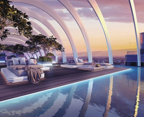 Arc by Crown's pool by night. Love holidays? Here's the next best thing: 12 of Australia's best apartment pools