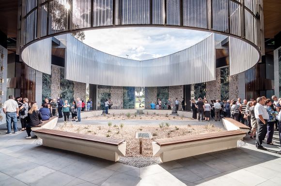 Atrium of Holy Angels Mausoleum. Image: Jonathon Hadiprawira Road to the Victorian Architecture Awards 2018: Harmer Architecture's Atrium of Holy Angels Mausoleum