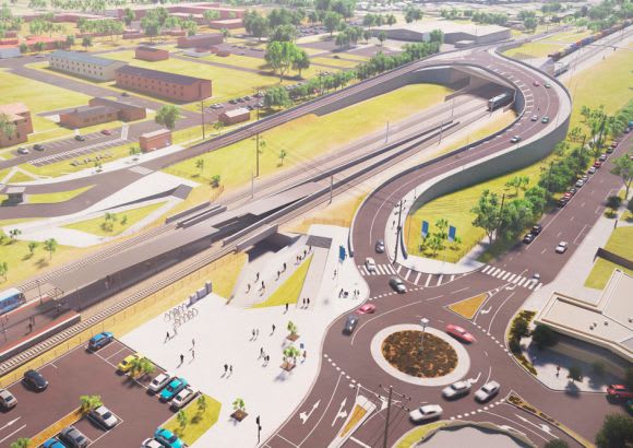 The selected design solution for grade separating Aviation Road at Aircraft station - image: LXRA Major transport network shutdowns announced across March & April