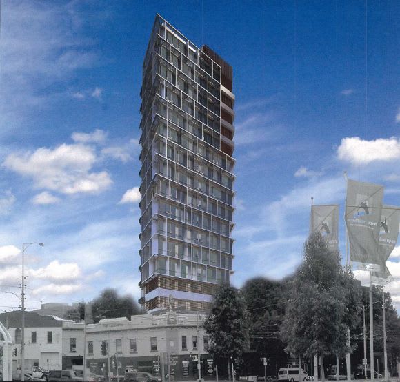North east perspective of the proposed tower. Image © Alfano Pty Ltd Planning Application > 5 Bedford Place, North Melbourne