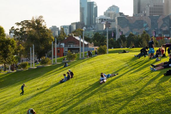 Birrarung Marr has become a key public space for Melbourne. Image : Urban Initiatives City of Melbourne calls for submissions for Birrarung Marr Master Plan